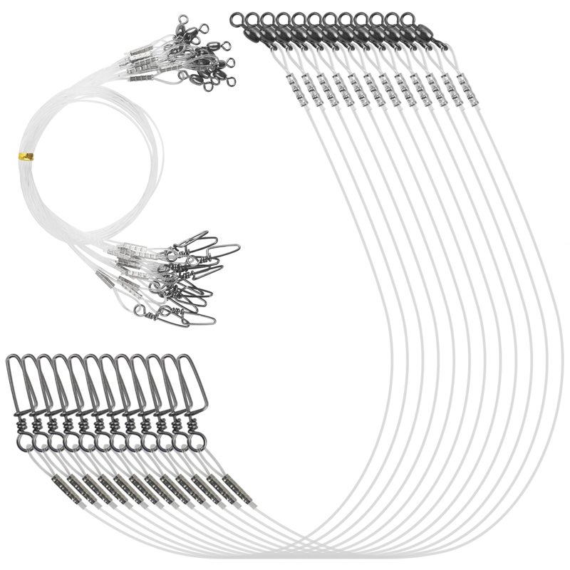 SILANON Fluorocaron Fishing Leaders12pcs Fluorocarbon Wire Leader Line with Swivels and Snaps Connect Tackle Lures Rig or HooksHigh Strength Fishing Leader Line - Image 2