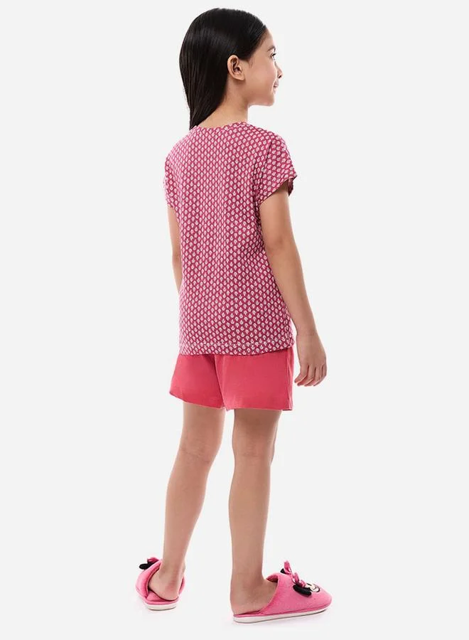 victor and jane Victor and Jane Printed Round Neck T-Shirt and Shorts Set