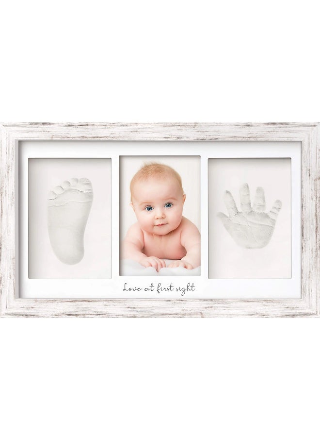 KeaBabies Baby Handprint & Footprint Frame, Nursery Décor, Vintage White - Image 1