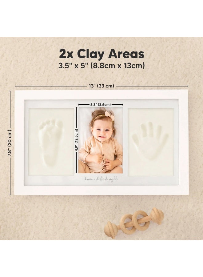 KeaBabies Baby Handprint & Footprint Frame, Nursery Décor, Vintage White - Image 3