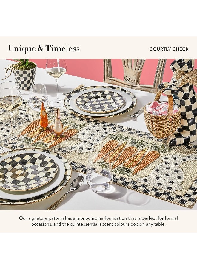 Generic - MACKENZIE-CHILDS Enamel Dinner Plate, Decorative Dinnerware Plate, 10 Inches, Black-and-White Courtly Check - Image 1