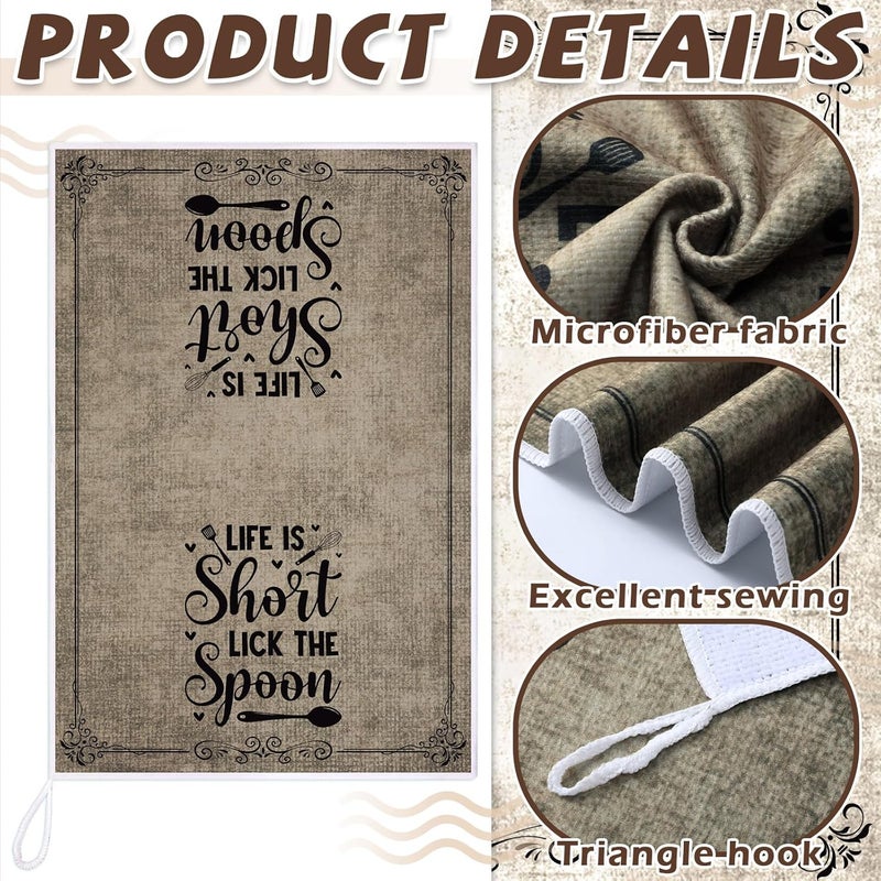 Bencailor 6 Pcs Simple Words Kitchen Towels Decorative Sets Dish Towels Absorbent Fast Drying Hand Tea Vintage Hanging Reusable Cleaning Dishcloths for Cooking Farmhouse Bathroom Accessory - Image 5