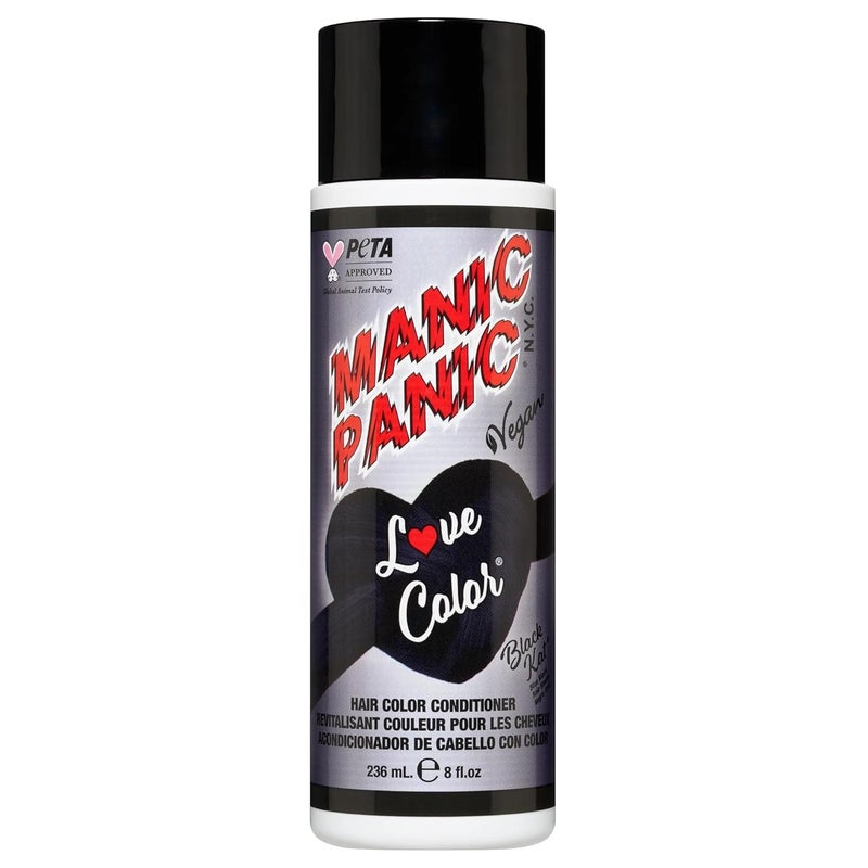 MANIC PANIC Cool-Toned Black Color Depositing Conditioner - Love Color Hair Conditioner Keeps Hair Vibrant, Nourished & Refreshed - Formulated with Shea Butter & Quinoa - Black Kat (8oz)