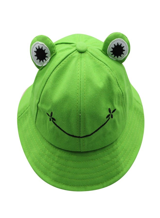 RARITYUS Wide Brim Sun Protection Hat Funny Summer Packable Fisherman Cotton Cute Frog Mouse Ear Bucket Hat for Kids Toddler (Green) - Image 1