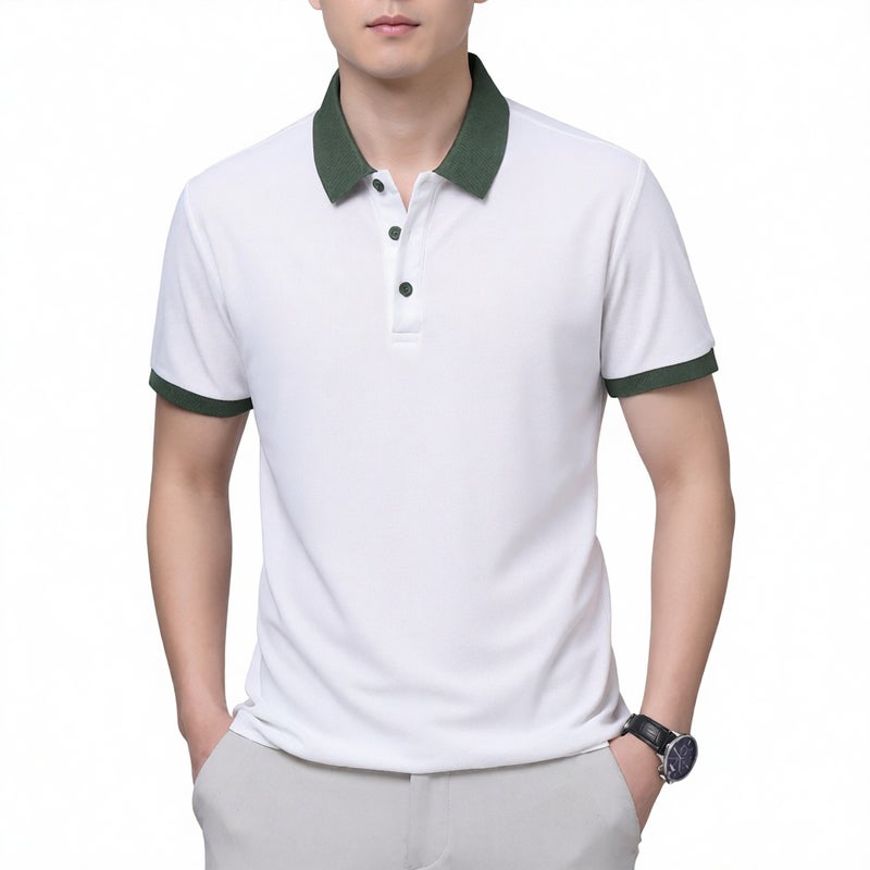 Men's Summer Short Sleeve Business Casual Polo Shirt Turn Collar Top