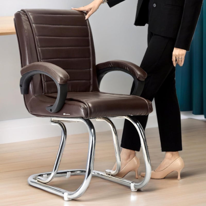 RATISON RATISON Special Director Principal Manager Office Visitor with arm Rest with Double Pipe Frame and Cushioned seat Back 1 Coffee Double Pipe Frame