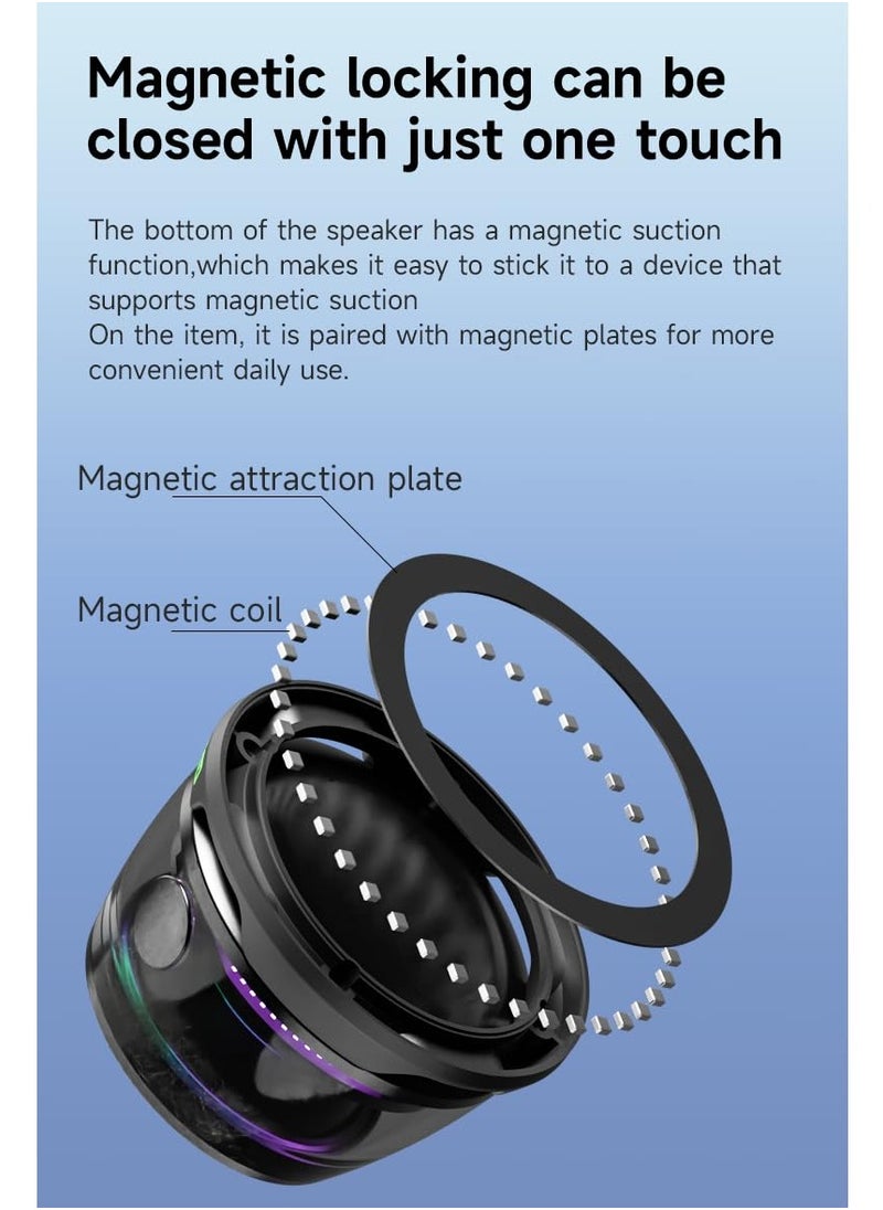 beteno Magnetic Bluetooth Speaker,Multifunctional Portable G200 Speaker with Multi RGB Color Light Show-3D Surround Sound Effect,Phone Stand for iPhone, Android, TWS Pairing  Black  - Image 4