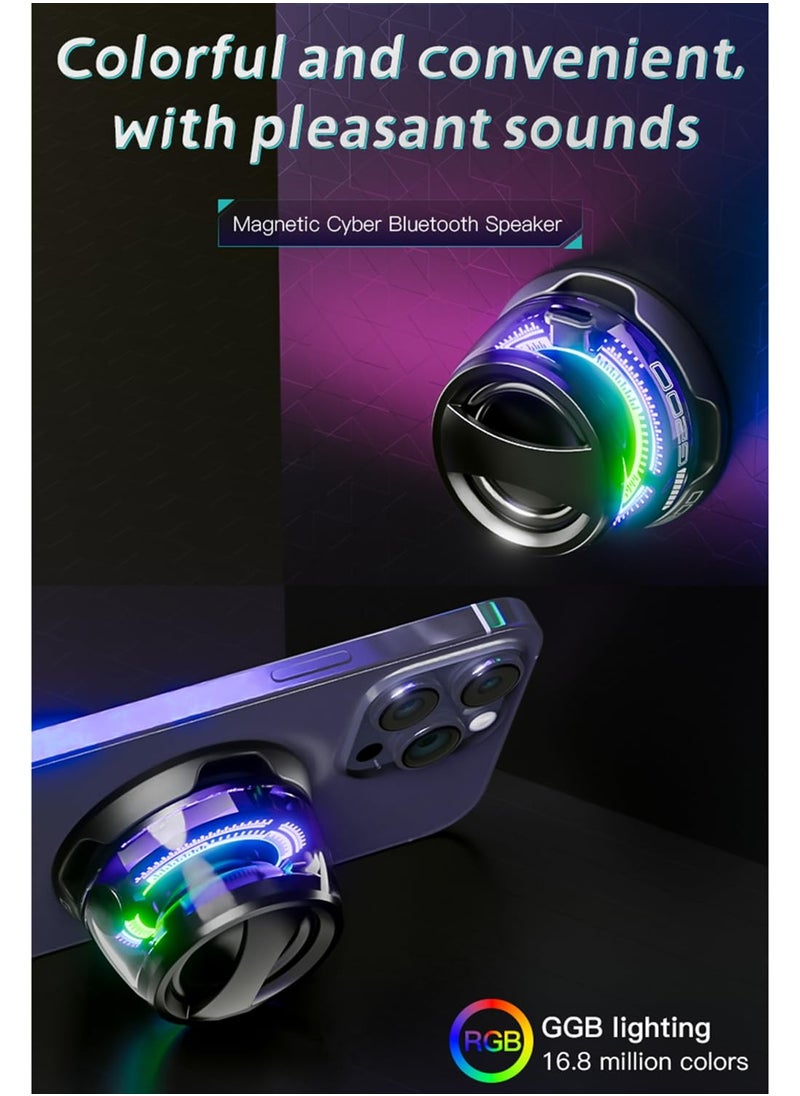 Magnetic Bluetooth Speaker,Multifunctional Portable G200 Speaker with Multi RGB Color Light Show-3D Surround Sound Effect,Phone Stand for iPhone, Android, TWS Pairing  Black