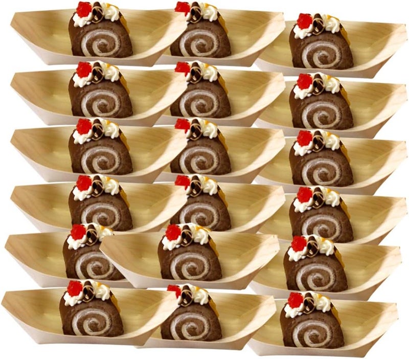 comfrt 50pcs Wooden Boat Disposable Wood Boat Plates Dishes Sushi Boat Sushi Serving Tray Leaf Boat Food Container Wood Bowl - Image 1