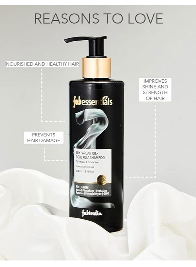 Fabessentials Silk Argan Oil Gotu Kola Shampoo | Oat Extract - Daily Repair & Cuticle Seal - 250ml  - Image 3