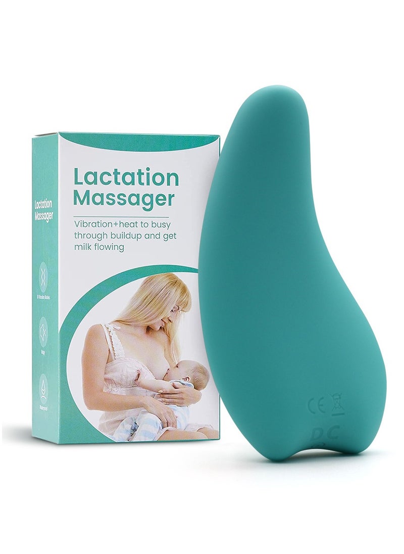 XiuWoo Ergonomic Soft Adjustable Portable IPX7 Waterproof Electric Lactation Massager, Silicone Breast Massager, Heating Vibration Breastfeeding Warming Massager for Clogged Ducts, Improve Milk Flow  - Image 1