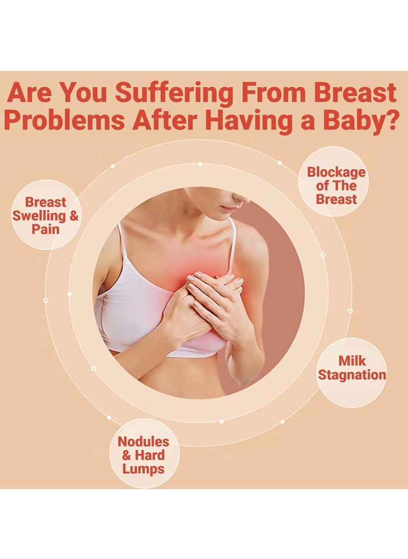 XiuWoo Ergonomic Soft Adjustable Portable IPX7 Waterproof Electric Lactation Massager, Silicone Breast Massager, Heating Vibration Breastfeeding Warming Massager for Clogged Ducts, Improve Milk Flow  - Image 3