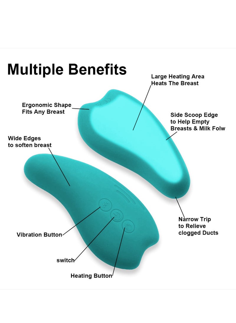 XiuWoo Ergonomic Soft Adjustable Portable IPX7 Waterproof Electric Lactation Massager, Silicone Breast Massager, Heating Vibration Breastfeeding Warming Massager for Clogged Ducts, Improve Milk Flow  - Image 5