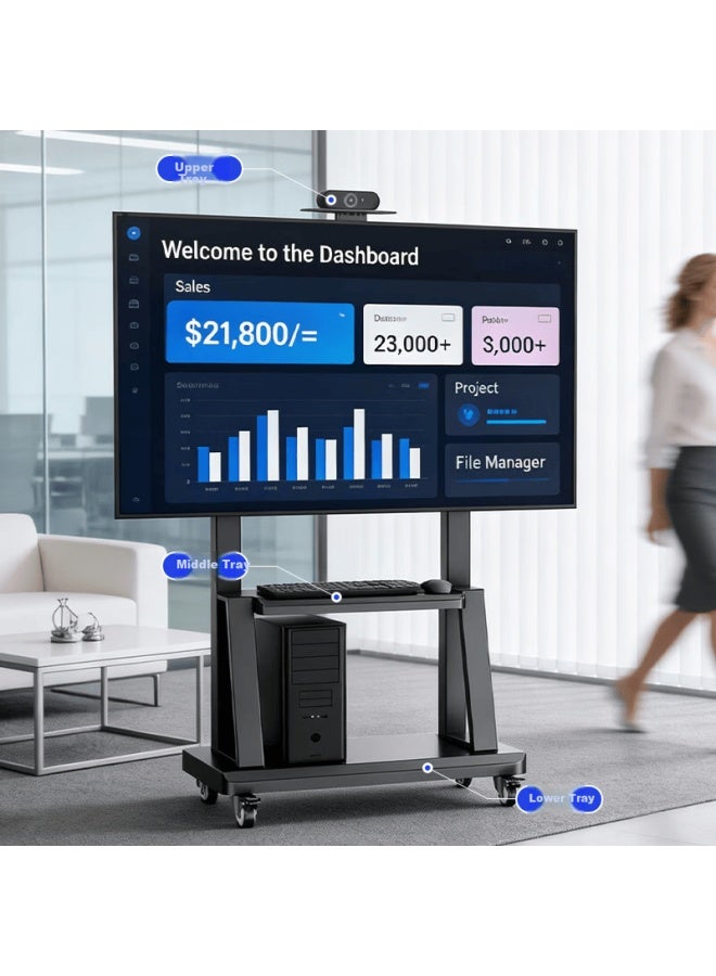 KAYQEE Kaiqi Mobile Tv Stand 55-100 Inch Large Screen Floor Mount All-in-one Tv Cart Suitable For Hisense Tcl Skyworth Video Conference - Image 4