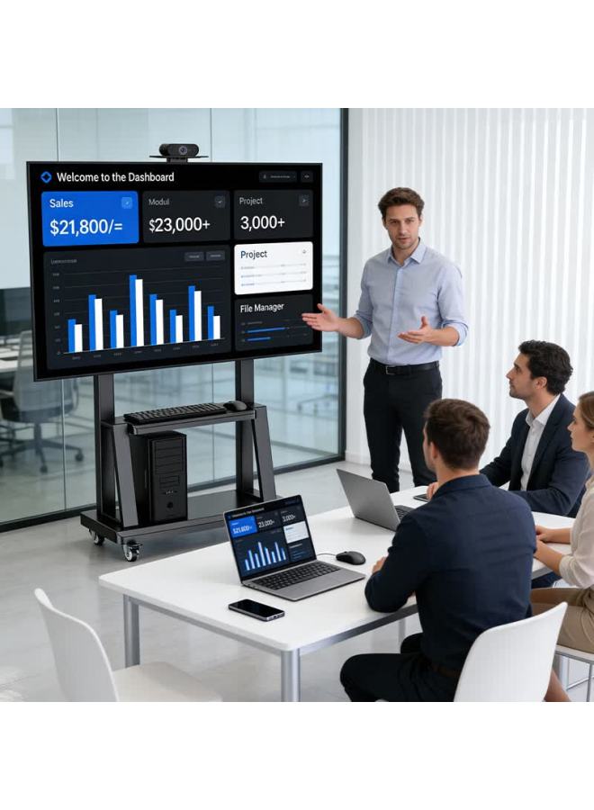 KAYQEE Kaiqi Mobile Tv Stand 55-100 Inch Large Screen Floor Mount All-in-one Tv Cart Suitable For Hisense Tcl Skyworth Video Conference - Image 3
