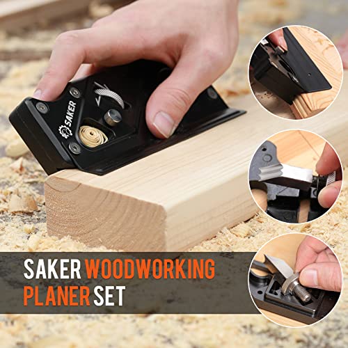 Saker Chamfer Plane-Woodworking Edge Corner Flattening Tool with Auxiliary Locator,Hand Chamfering Planer Suitable for Quick Edge Trimming of Wood (Combination upgrade-6 Cutter Heads, Black) - Image 2