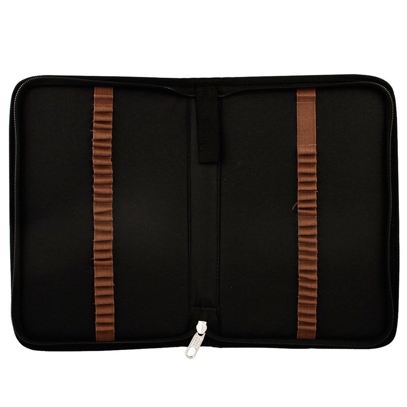 US Art Supply 48 Slot Zippered Nylon Pencil Carry Case Size 114 x 76 x14