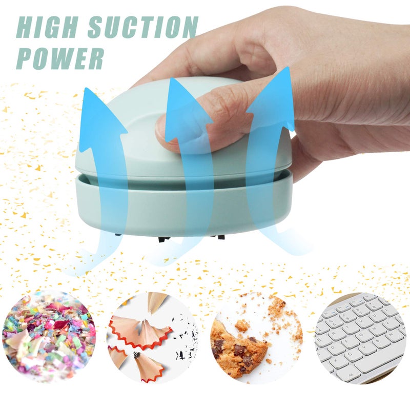 prowithlin Desktop Vacuum Cleaner USB Charging with Vacuum Nozzle Cleaning Brush, Detachable Design & Portable Mini Table Dust Vaccum Cleaner, Clean Dust, Crumbs, Piano, Computer, Car Etc(Light Green) - Image 4