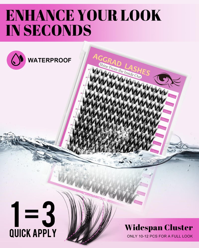 AGGRAD Flora Lash Clusters 8-18mm Light-Volume Wispy Eyelash Clusters D Curl - WideSpan DIY Eyelash Extension Spiky Cat Eye Lashes Individual Fake Eyelashes Clusters with 0.03mm Ultra-Thin Black Band - Image 4