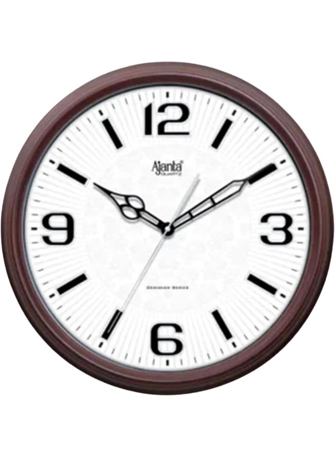 Ajanta Plastic Classic Wall Clock 3007 – Oak Wood | Analog Sweep Movement | Elegant White Dial with Silver Markers | Stylish Home & Office Décor - Image 1