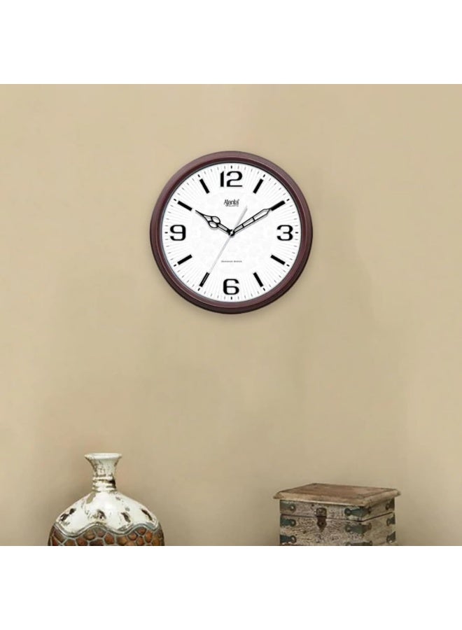 Ajanta Plastic Classic Wall Clock 3007 – Oak Wood | Analog Sweep Movement | Elegant White Dial with Silver Markers | Stylish Home & Office Décor - Image 2