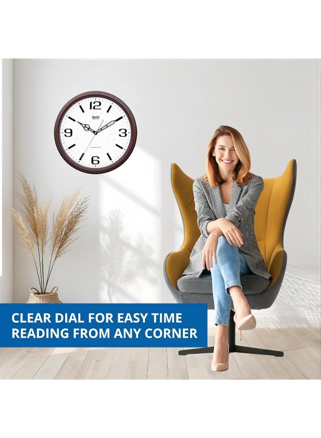 Ajanta Plastic Classic Wall Clock 3007 – Oak Wood | Analog Sweep Movement | Elegant White Dial with Silver Markers | Stylish Home & Office Décor - Image 5