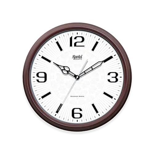Ajanta Plastic Classic Wall Clock 3007 – Oak Wood | Analog Sweep Movement | Elegant White Dial with Silver Markers | Stylish Home & Office Décor - Image 1