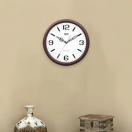 Ajanta Plastic Classic Wall Clock 3007 – Oak Wood | Analog Sweep Movement | Elegant White Dial with Silver Markers | Stylish Home & Office Décor - Image 3