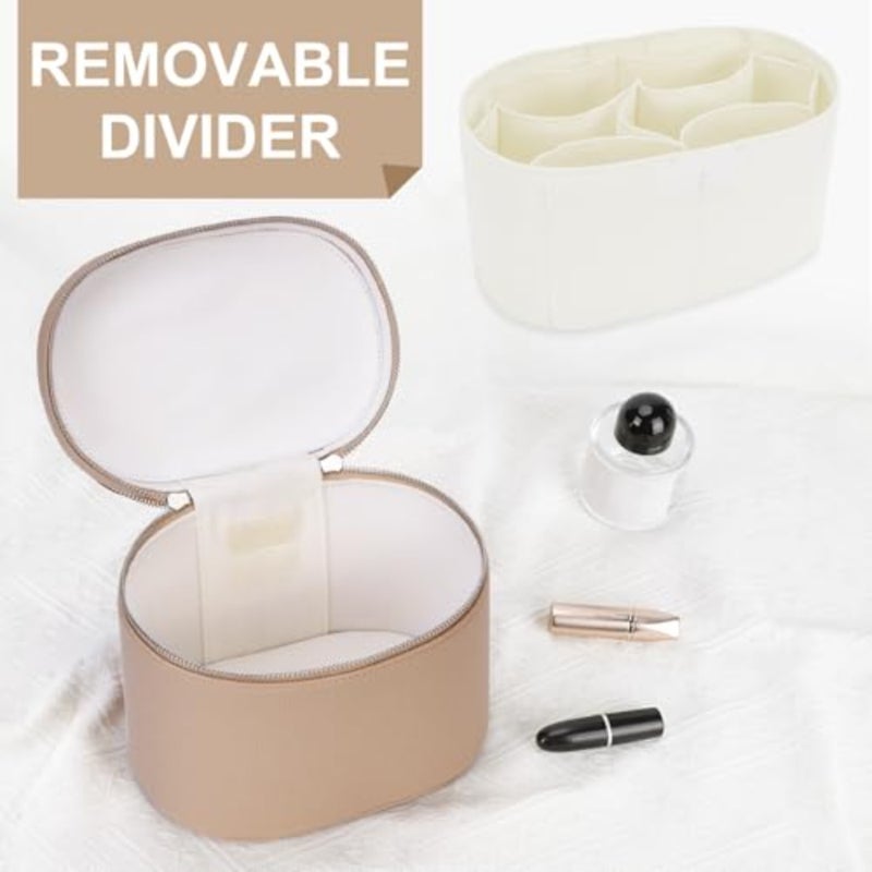 Travel toiletry bag for makeup and cosmetics, made of durable polyester, black color, with removable divider and portable design - Image 3