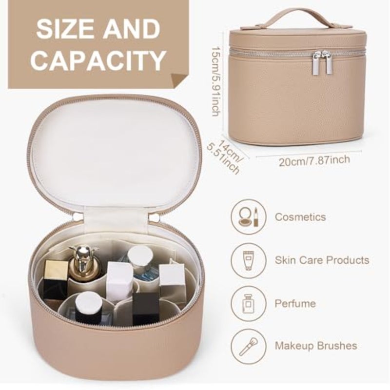 Travel toiletry bag for makeup and cosmetics, made of durable polyester, black color, with removable divider and portable design - Image 4
