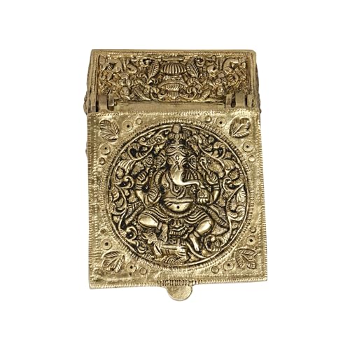Kartique Brass Brass Ganesha Decorative Box for Jewellery and Keepsakes in Gold Color 4x4.5x2 Inch - Image 2