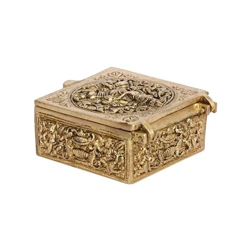 Kartique Brass Brass Ganesha Decorative Box for Jewellery and Keepsakes in Gold Color 4x4.5x2 Inch - Image 5