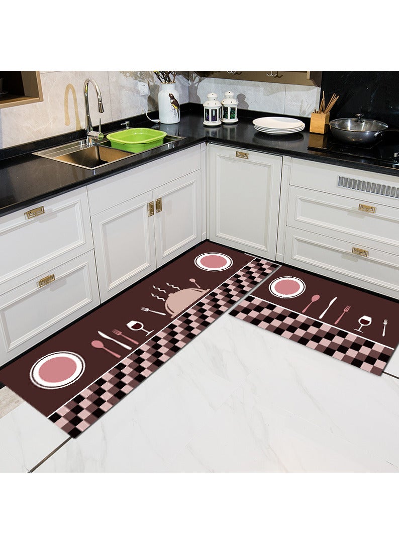 FASHION HOME Set of 2 Kitchen Mats Floor Rug Home Decor Accessories Non Skid Washable  - Image 1