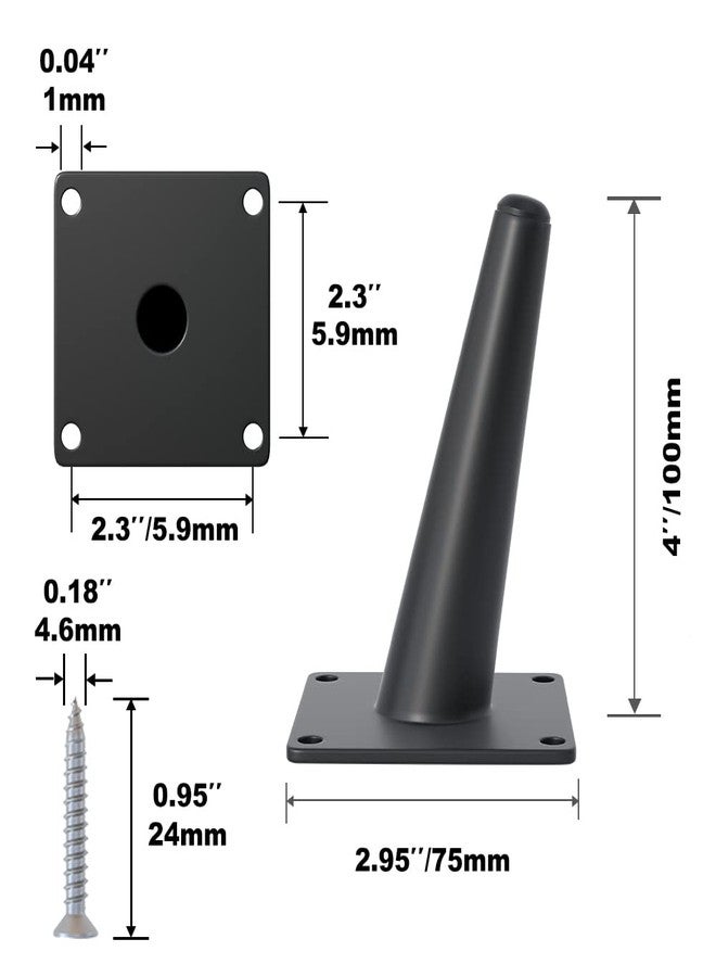 FIVEPEARS 4pcs 4 Inch Matte Black Furniture Legs - Image 2