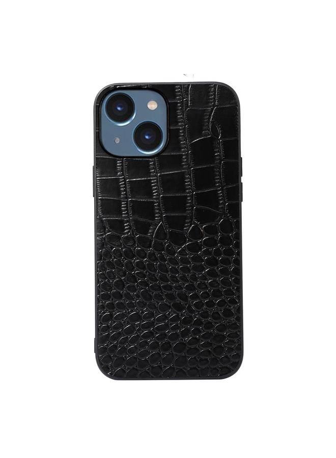 اس-توب جراب لهاتف iPhone 14 مصنوع من جلد التمساح بطبقة علوية من جلد البقر - Image 1