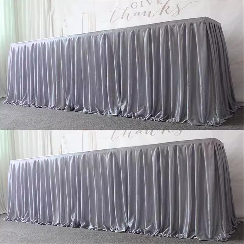 Table Skirt Polyester Pleated Table Skirt Ruffle Tablecloth For Wedding Birthday Party Bridal Shower Banquet Table Decorations(Deep Blue,H50cm x L300cm) - Image 4