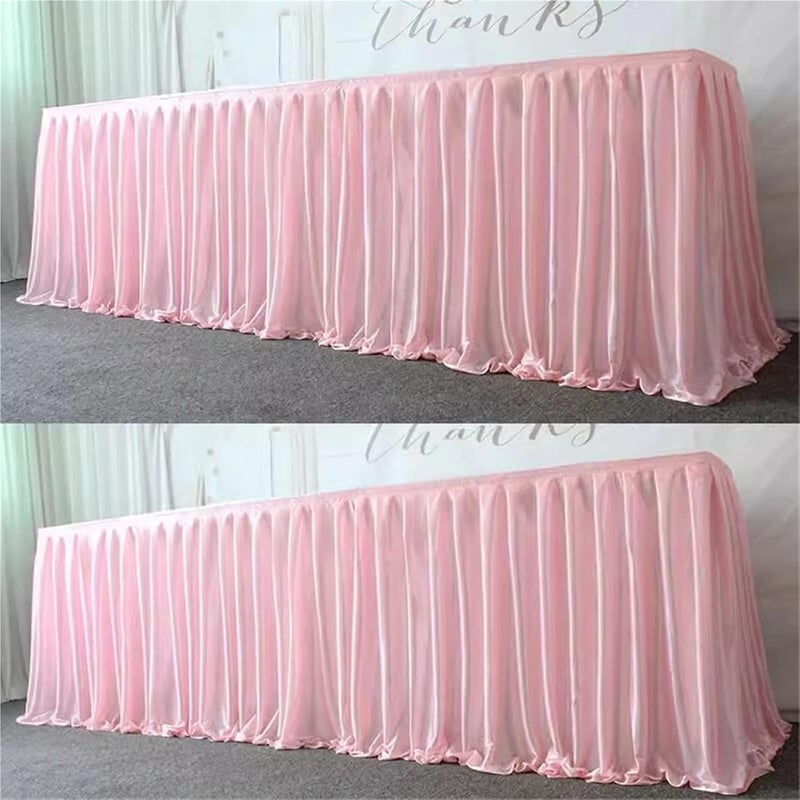Table Skirt Polyester Pleated Table Skirt Ruffle Tablecloth For Wedding Birthday Party Bridal Shower Banquet Table Decorations(Deep Blue,H50cm x L300cm) - Image 5