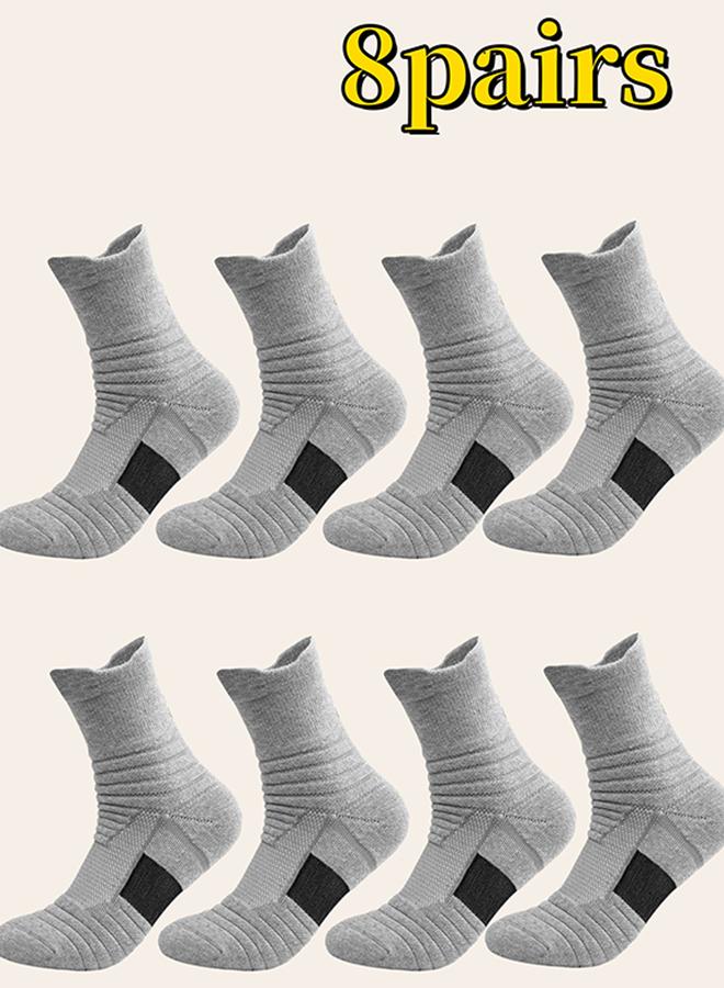 Pack of 8 - Grey Crew Socks