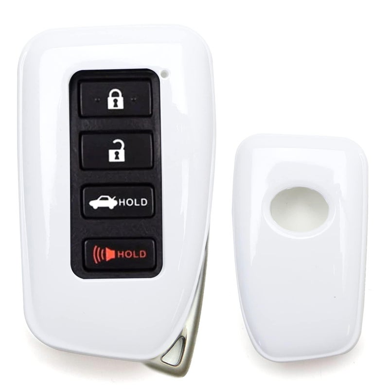 iJDMTOY White Gloss Finish Hard Shell Key Fob Cover Case Compatible with 2nd Gen Lexus is ES GS RC NX RX LX 200 250 350 4Button Smart Key Fob