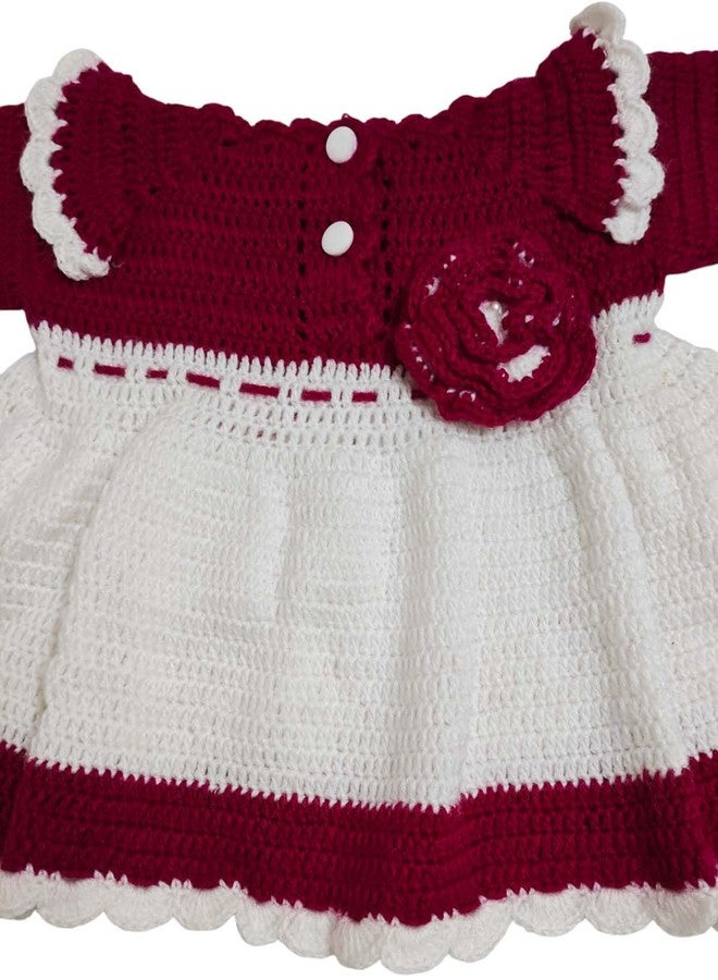 Cute Collection Handmade Woolen Crochet Frock Cum Sweater for 6 to 12 Months Baby Girls Multicolour - Image 2