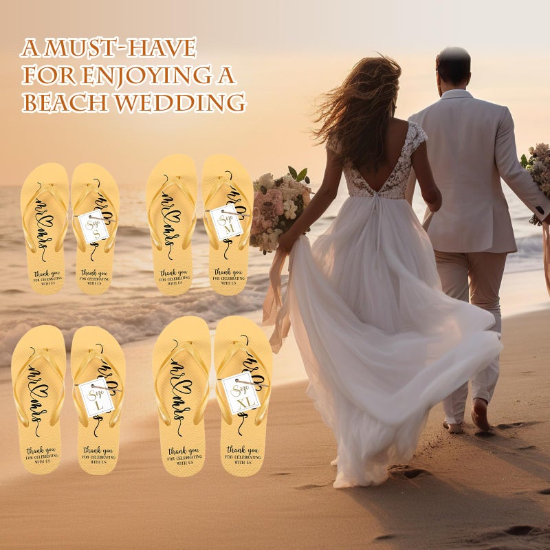 Breathffy 24 Pairs Wedding Flip Flops Bulk Slippers Flip Flops Women Wedding Sandals with Size Cards Drawstring Bags (Gold) - Image 5