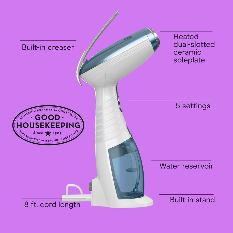 Conair Handheld Garment Steamer for Clothes, Turbo ExtremeSteam 1875W Fabric Clothes Steamers, Hand Steamer for Clothes, Portable Handheld Garment Steamers for Clothes, Handheld Steamer, Blue - Image 2