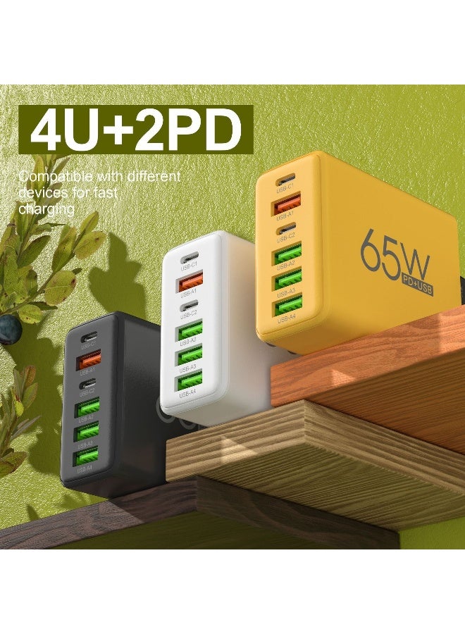 شاحن هاتف ذكي 65 واط مع منفذي Type-C و 4 منافذ USB متعددة - Image 3