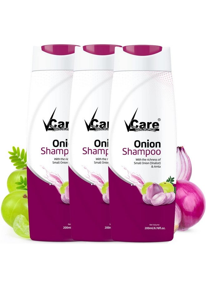في كير شامبو بصل صغير لنمو الشعر 200 مل والتحكم في تساقط الشعر مع بصل الكراث والأملا مناسب لكل من الرجال والنساء (عبوة من 3 قطع) - Image 1