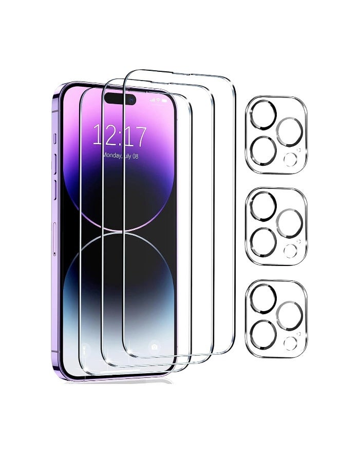 DUSALA 【3+3 Pack】 for iPhone 15 Pro Max Screen Protector with Camera Lens Protector 9H Tempered Glass Film HD Clear Sensitive Full Coverage Protector for iphone 15 Pro Max(iphone 15 Pro Max) - Image 1