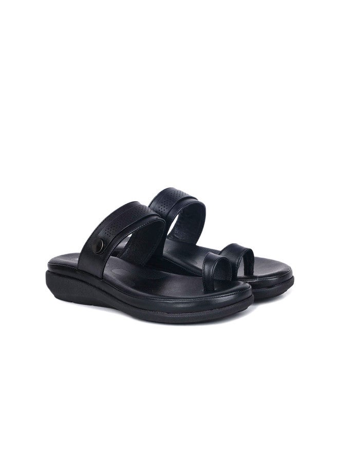 She Zone Black Open Toe Flats for Women - Image 2