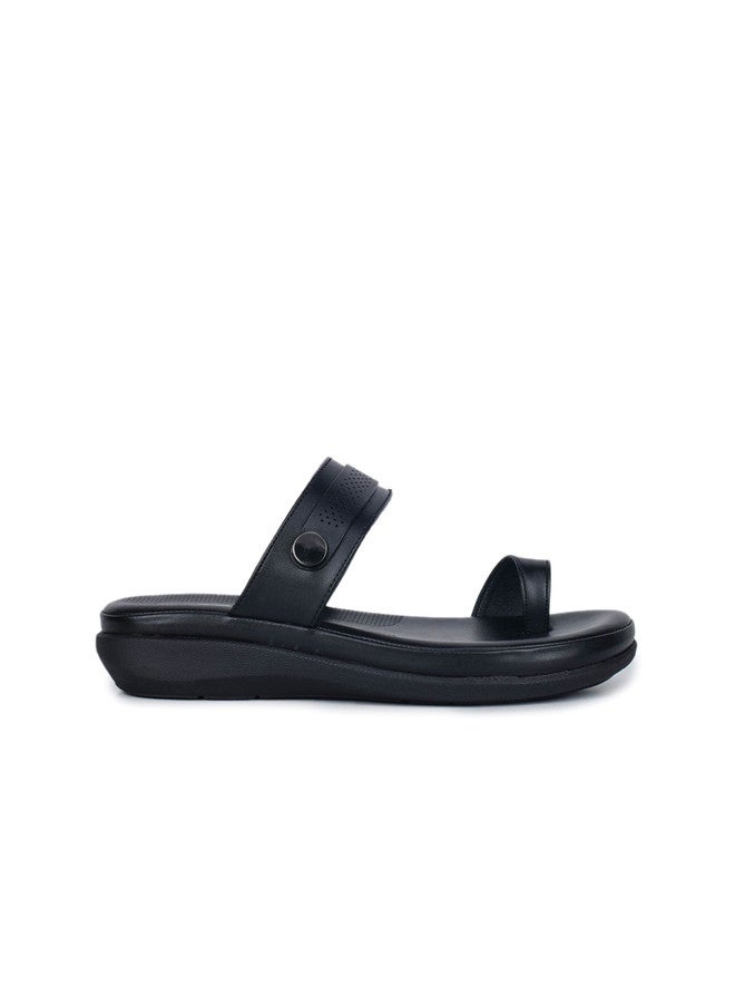 She Zone Black Open Toe Flats for Women - Image 4