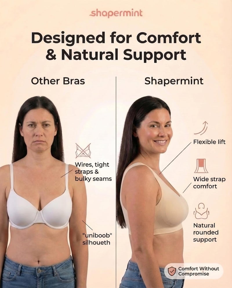 SHAPERMINT Bras for Women No Underwire - Seamless Bras for Women, Wireless Bra, Adjustable Plus Size Bra - Image 5