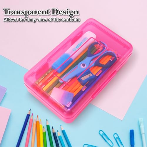 Nuozme Plastic Translucent Pencil Box,Pencil Cases with Snap-Tight Lid for Pens, Pencils, School Supplies,Office Supplies, 1 Pack, Standard Size - Image 2