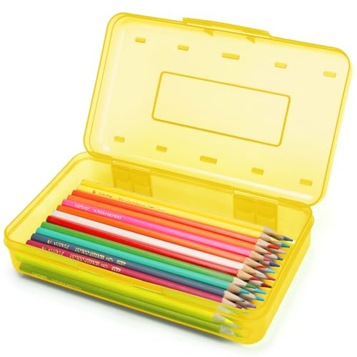 Nuozme Plastic Translucent Pencil Box,Pencil Cases with Snap-Tight Lid for Pens, Pencils, School Supplies,Office Supplies, 1 Pack, Standard Size - Image 1